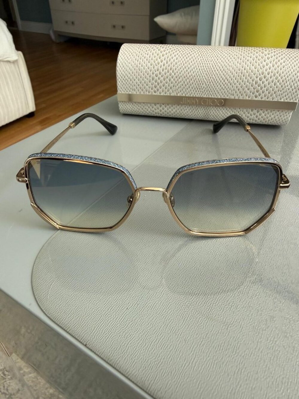 Jimmy Choo ALINES/S K201V Gold blue stones Sunglasses